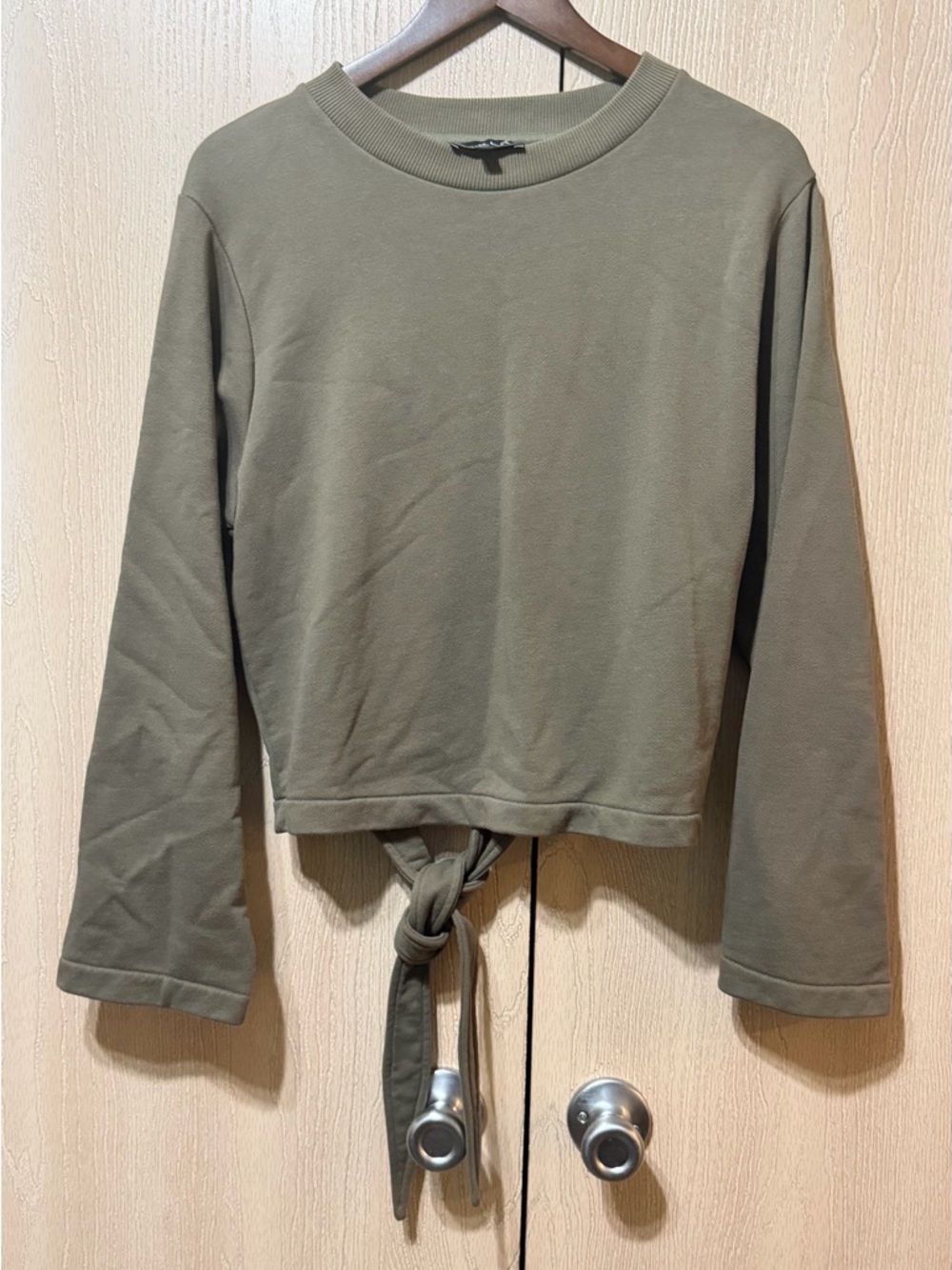 Varley Olive Green Tie-Front Sweatshirt